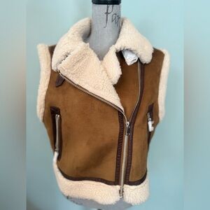 Jason Wu Tan and Cream Shearling Vest